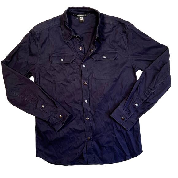 Mission Workshop Mens Large Blue Button Shirt USA Workwear Cotton Long Sleeve - Picture 1 of 7